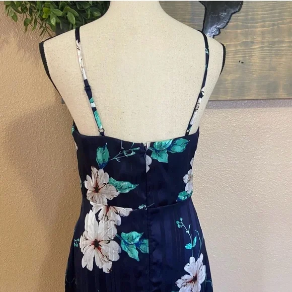 Lulus All About Love Navy Blue Floral Print Midi Dress Party Cocktail - XS - Picture 9 of 10
